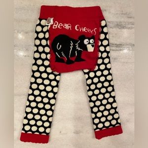 ‘Bear Cheeks’ Baby Leggings 12-18m Red Black and White Polka Dots Lazy One